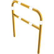 Protective bar made of steel tubing |  60 x 2.5 mm | with crossbar | total width: 1000 mm | total height: 1200 mm | hot-dip galvanized and yellow coatedwith black warning stripes